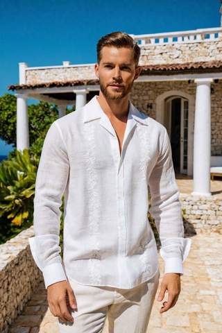 White Linen Boho-Chic Shirt – Bespoke Luxury for Summer Ceremonies
