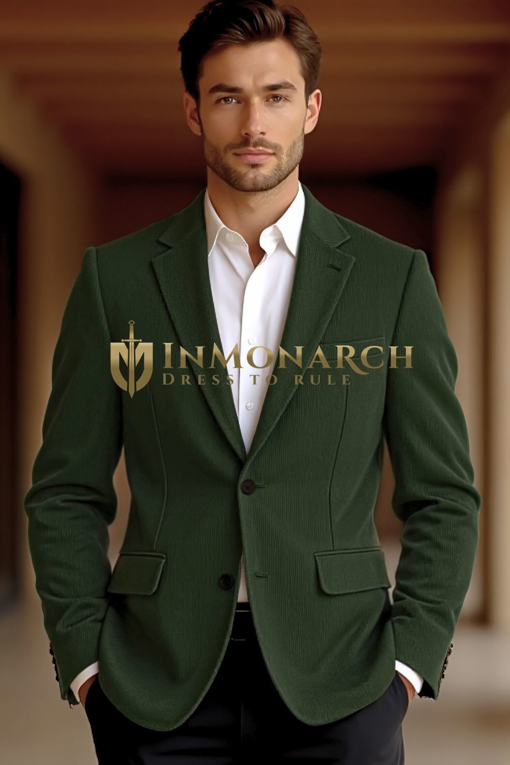 Green Corduroy Sport Jacket Blazer for Men