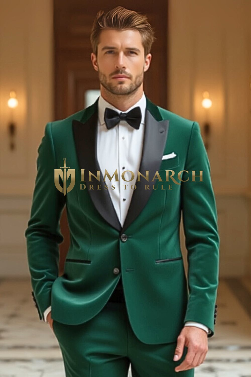Emerald Green Velvet Peak Lapel Tuxedo
