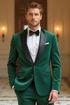 Emerald Green Velvet Peak Lapel Tuxedo