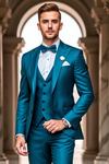 Teal 3-Piece Tuxedo Suit for Men – Slim Fit Wedding & Formal