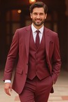 Burgundy 3-Piece Suit for Men – Slim Fit Wedding & Formal