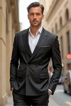 Black Double-Breasted Tuxedo Suit for Men – Slim Fit Wedding Look