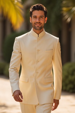 Cream Ivory Jodhpuri Suit for Men – Slim Fit Wedding & Reception
