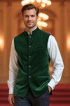 Emerald Green Velvet Nehru Jacket for Men – Wedding & Festive Wear
