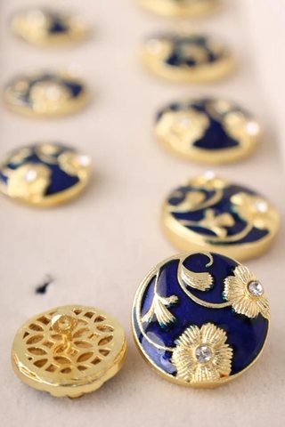 Meenakari Navy & Gold Buttons Set of 13 – Sherwani & Bandhgala