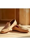 Beige Embroidered Jutti Loafers for Men – Sherwani & Wedding Shoes
