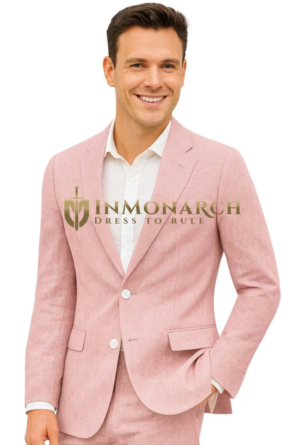 Coral Linen Beach Wedding Suit for Men