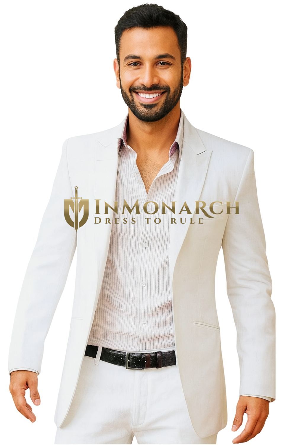 Mens White Linen 2 Pc Suit for Summer Wedding