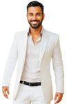 Mens White Linen 2 Pc Suit for Summer Wedding