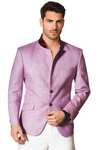 Pink Mens Stylish Jacket with Unturned Lapel Linen Suit