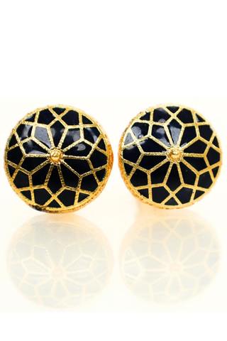 Luxury Black & Gold Meenakari Cufflinks for Men