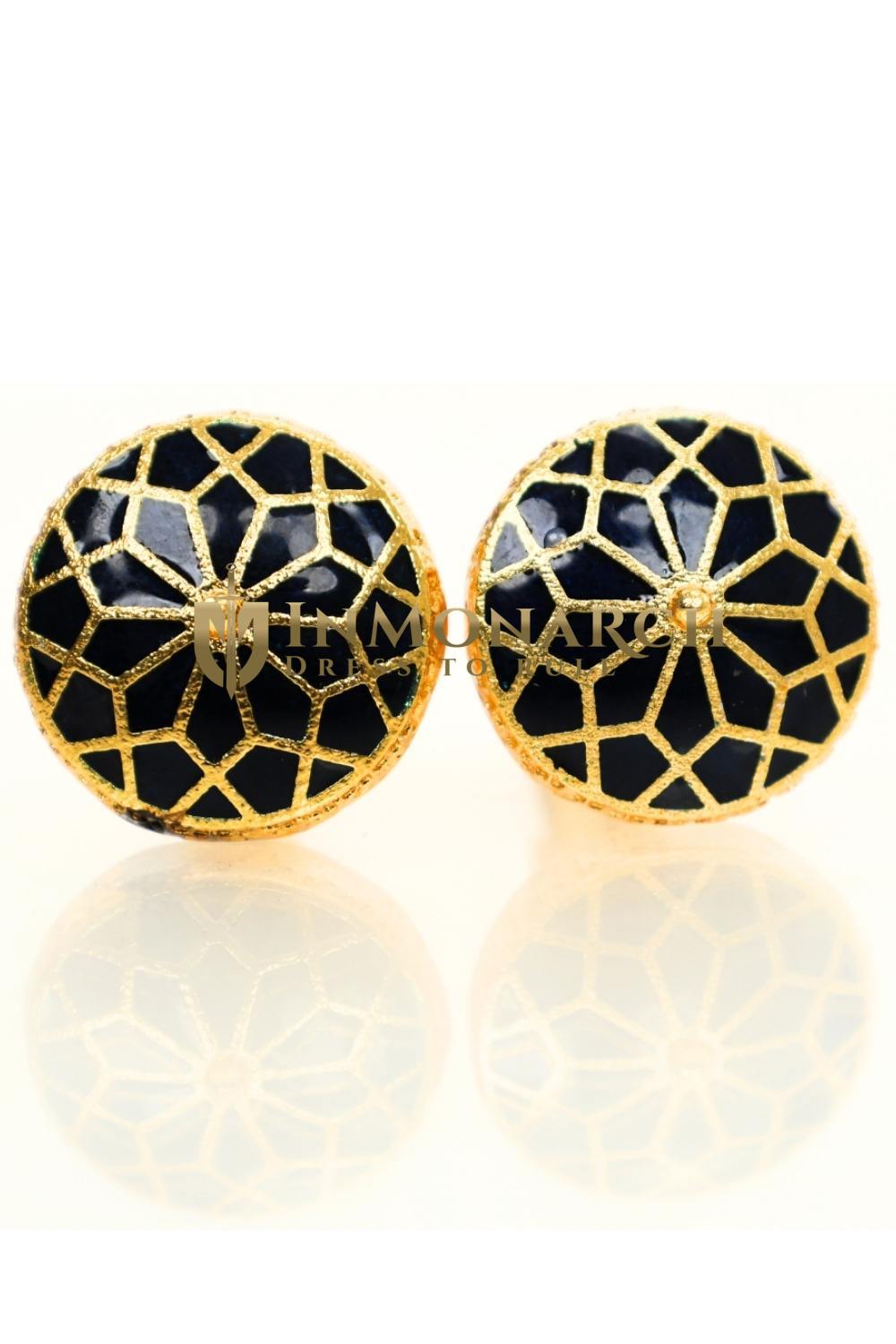 Luxury Black & Gold Meenakari Cufflinks for Men