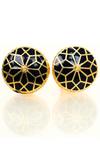 Luxury Black & Gold Meenakari Cufflinks for Men