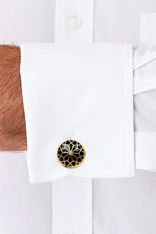 Luxury Black & Gold Meenakari Cufflinks for Men