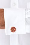 Red and Gold Floral Cufflinks for Men – Round Classic Design