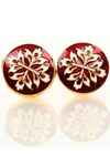 Red and Gold Round Floral Cufflinks – Elegant Formal Accessory