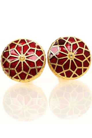 Red and Gold Round Mosaic Cufflinks – Enamel Formal Design
