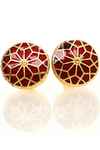 Red and Gold Round Mosaic Cufflinks – Enamel Formal Design
