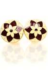 Ivory and Maroon Floral Cufflinks – Enamel Meenakari Round Design