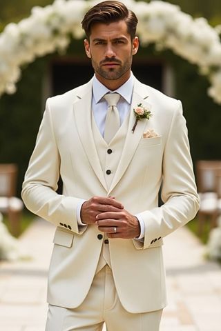 Traje marfil de tres piezas