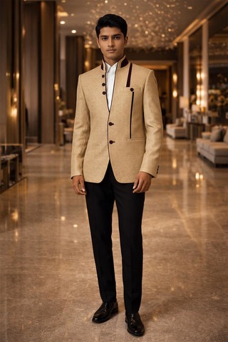 Traje Jodhpur amarillo diseño exclusivo