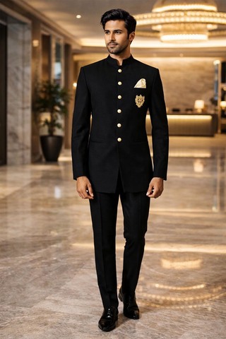 Traje Jodhpur negro elegante hombre