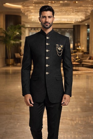Traje Jodhpur negro 6 botones