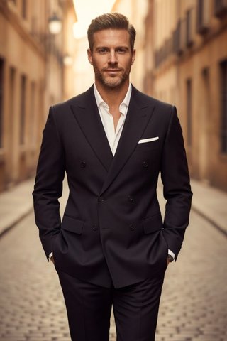 Mens Black Double Breasted Tuxedo Suit 2 Piece Groom Wedding Formal Outfit