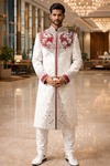 Sherwani crème brodé élégant homme