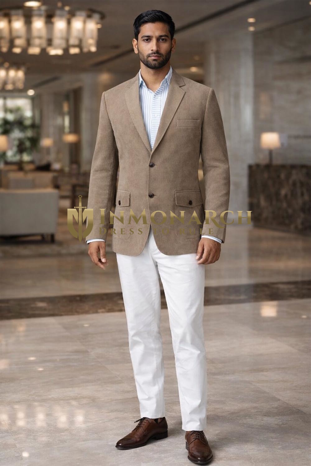 Veste velours classique deux boutons