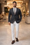 Veste homme à carreaux gris foncé