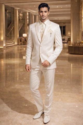 Hochzeit Smoking Designer Herren Elfenbein – 6-teilig