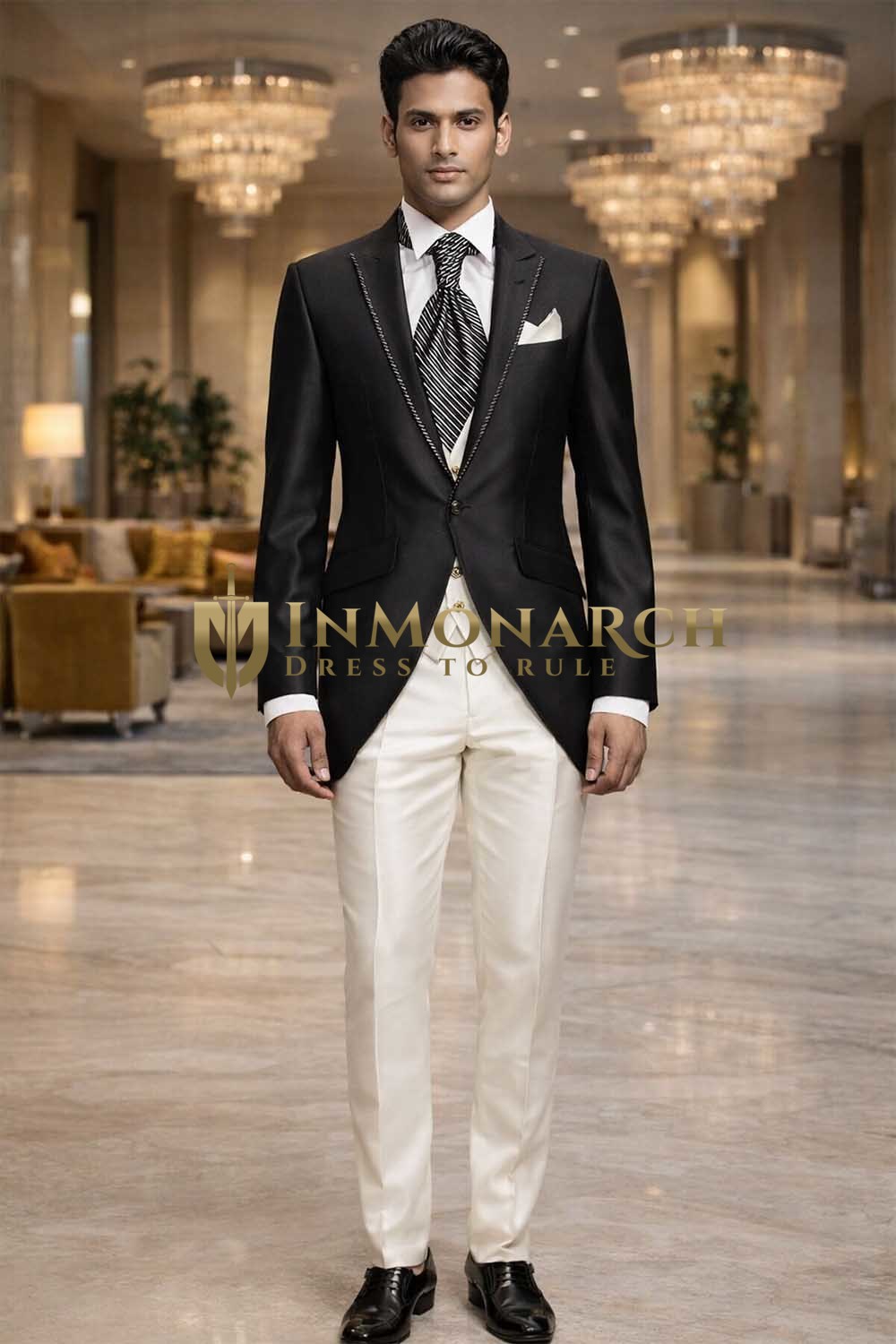 Groom Black Peak Lapel Tuxedo Suit Wedding Formal Vest Outfit Set