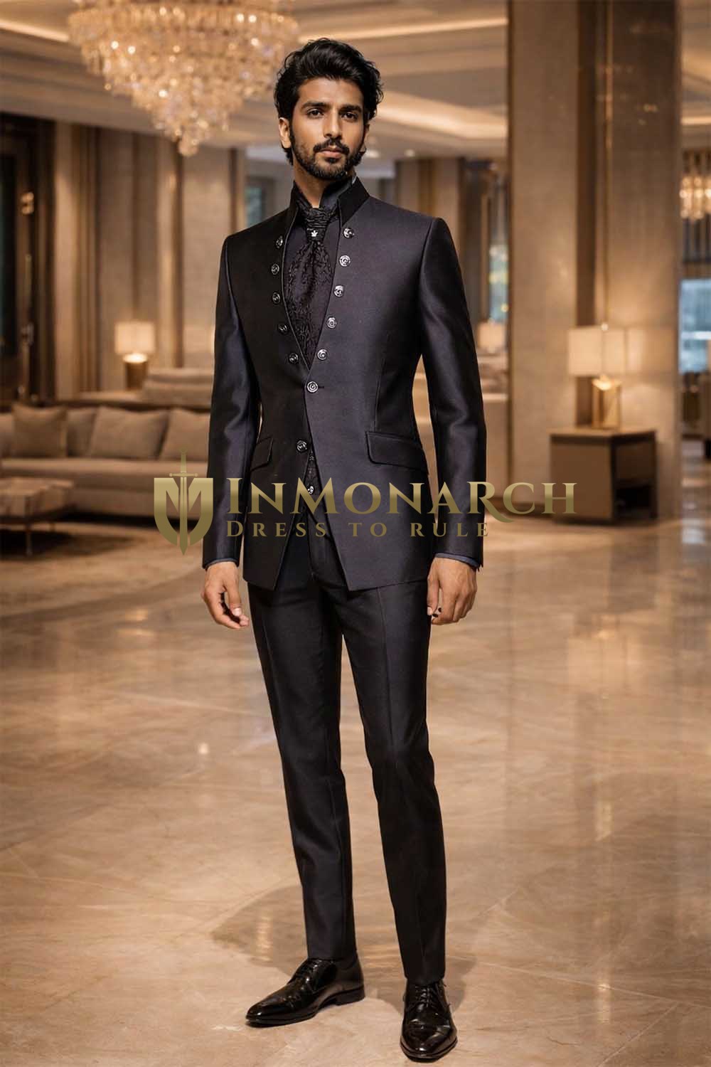 Elegante traje esmoquin recepción 1 botón