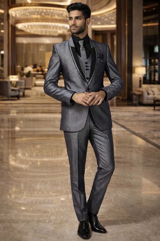 Moderner Herren Smoking Grau – 7-teilig