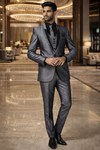 Smoking gris moderne homme – 7 pièces