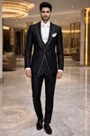 Smoking noir col pointu 6 pièces homme