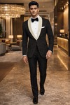 Blazer noir pois blancs cintré homme