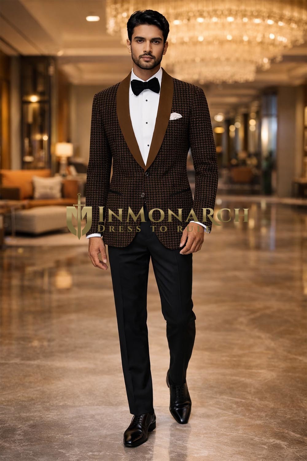 Mens Bronze Black Shawl Lapel Tuxedo Suit Slim Fit Groom Wedding Formal Wear