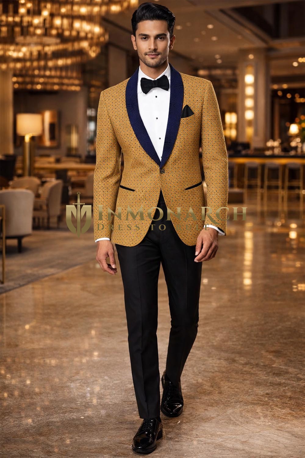 Blazer bisque diseño terciopelo solapa chal 2 botones