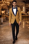 Blazer bisque diseño terciopelo solapa chal 2 botones