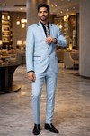 Smoking bleu ciel homme 4 pièces