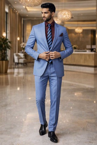 Smoking bleu ciel 5 pièces homme