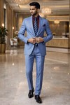 Smoking bleu ciel 5 pièces homme