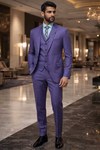 Traje esmoquin novio púrpura 6 piezas