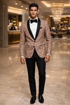 Mens Copper Tuxedo Suit Shawl Lapel Groom Wedding Formal Outfit Slim Fit