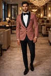 Mens Red Tuxedo Suit Shawl Lapel Groom Wedding Formal Outfit Slim Fit Style