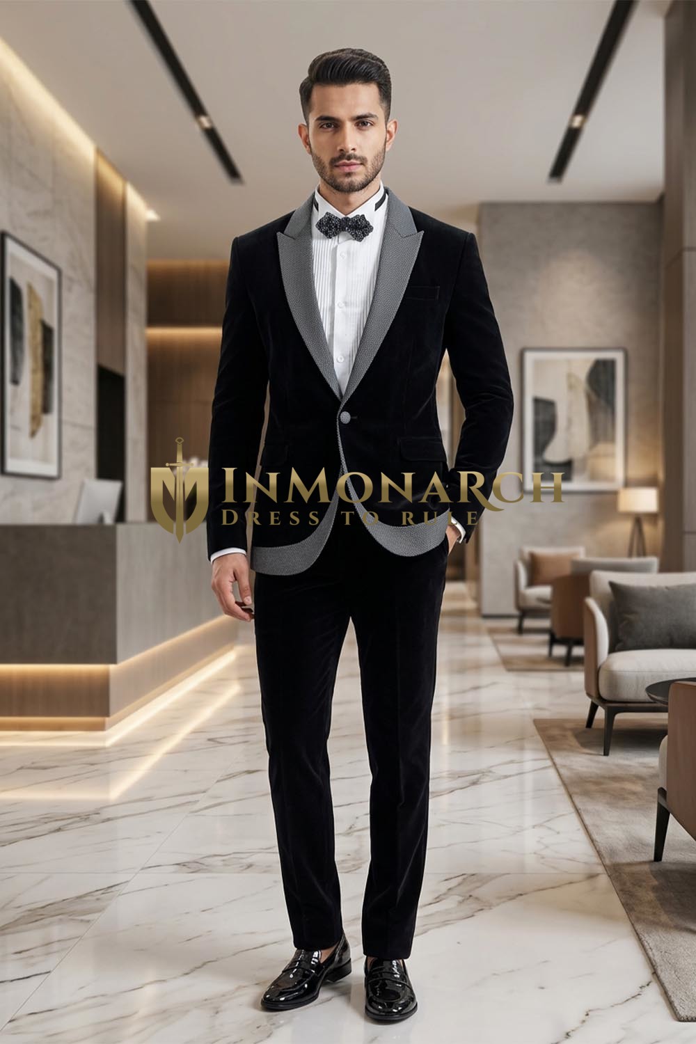 Americana negra de terciopelo slim fit