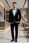 Americana negra de terciopelo slim fit